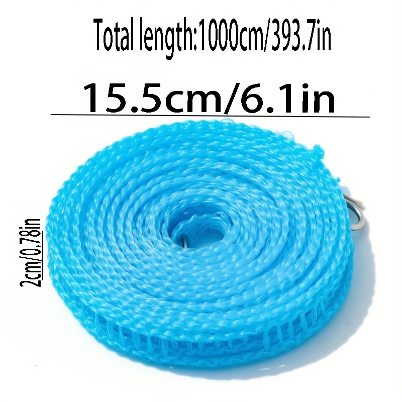 Cuerda portátil para tendedero de 9.8 ft / 16.4 ft, para interior y  exterior, cuerda de plástico antideslizante, para colgar ropa,  multifunción, color