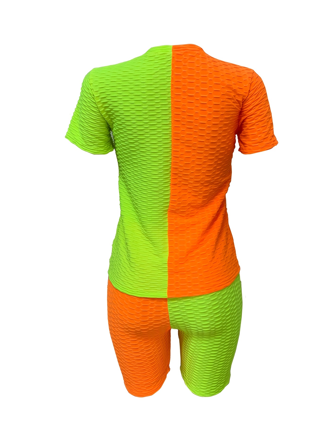 Textured Honeycomb Crew Neck Short Sleeve Top Casual Sporty - Temu