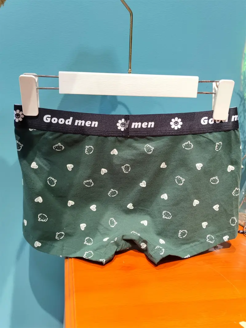 Men's Underwear New Year Gifts Cartoon Print Cotton - Temu