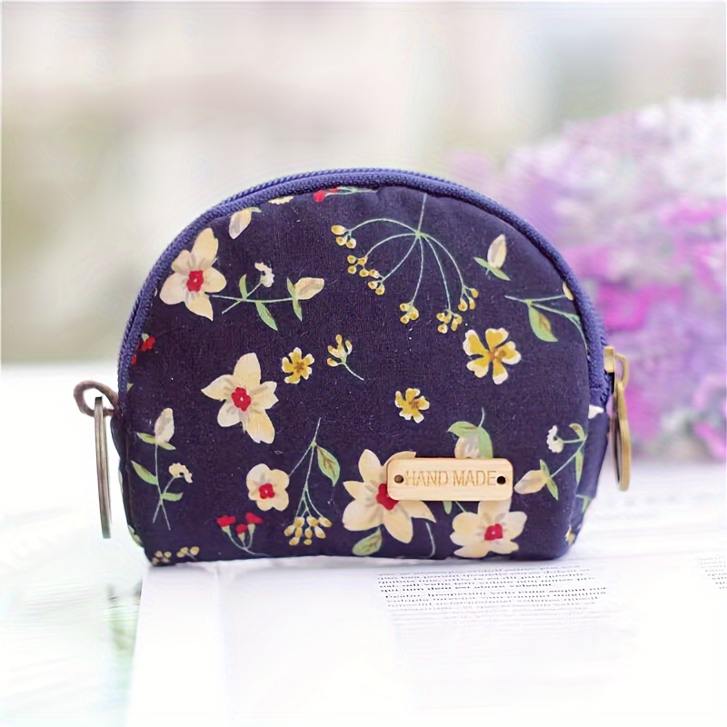 Mini Floral Pattern Coin Purse, Zipper Portable Clutch Wallet, Canvas  Storage Key Bag - Temu