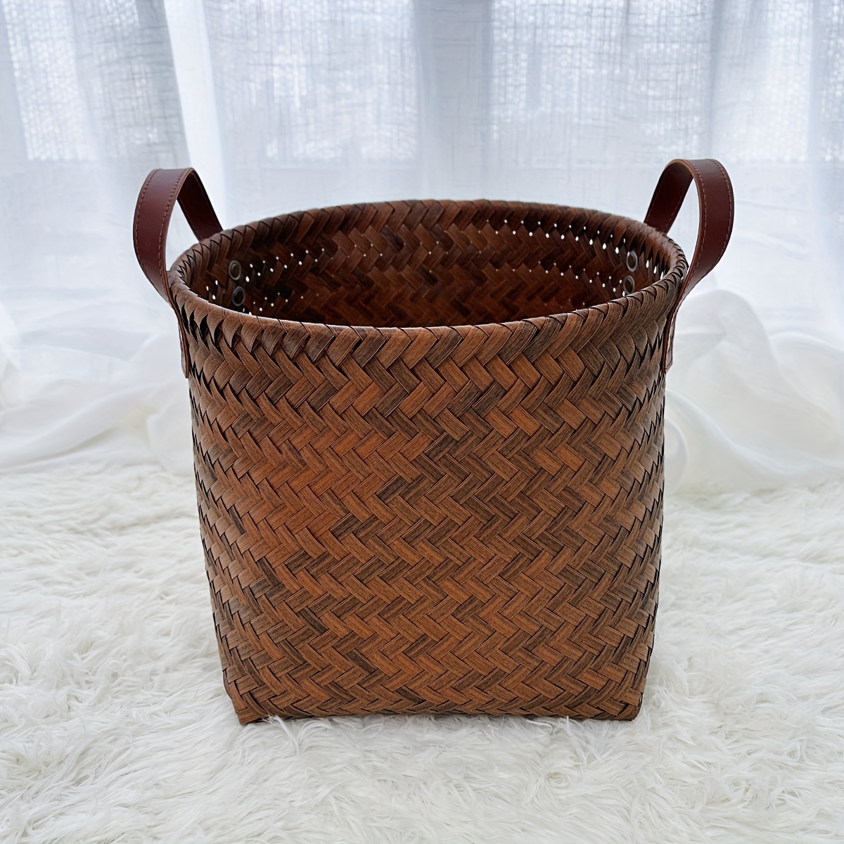 Woven Storage Baskets Desktop Storage Basket Imitation - Temu