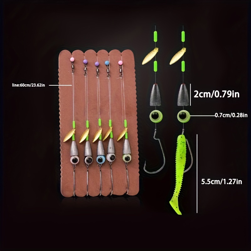 5pcs 10g Pre-tied Texas Rigs, NT40 Carbon Line, Outdoor Fishing Tackle