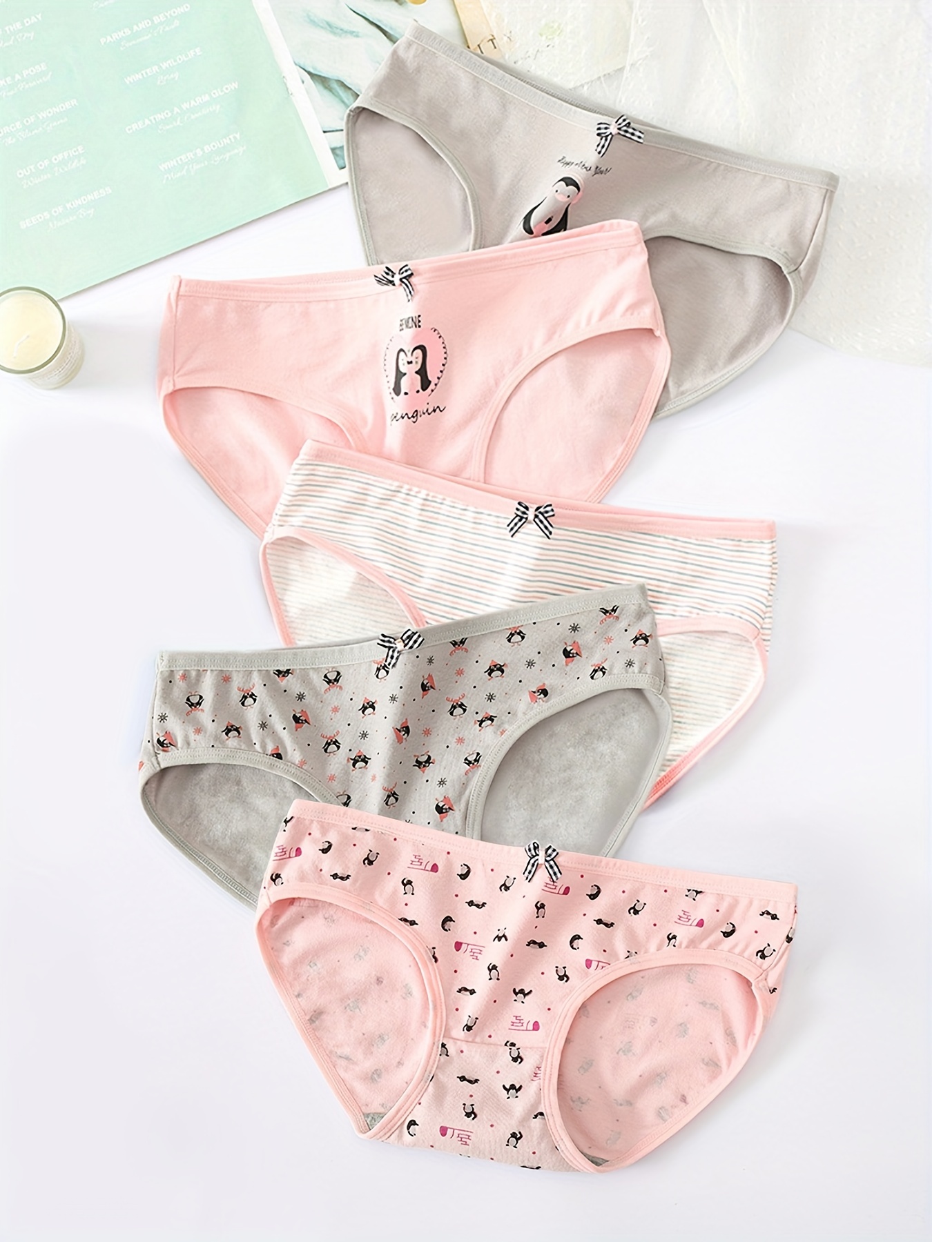 [5 Pack] Cute Bikini Panties, Mixed Color Animal Print Bikini Style  Panties, Women's Lingerie & Underwear