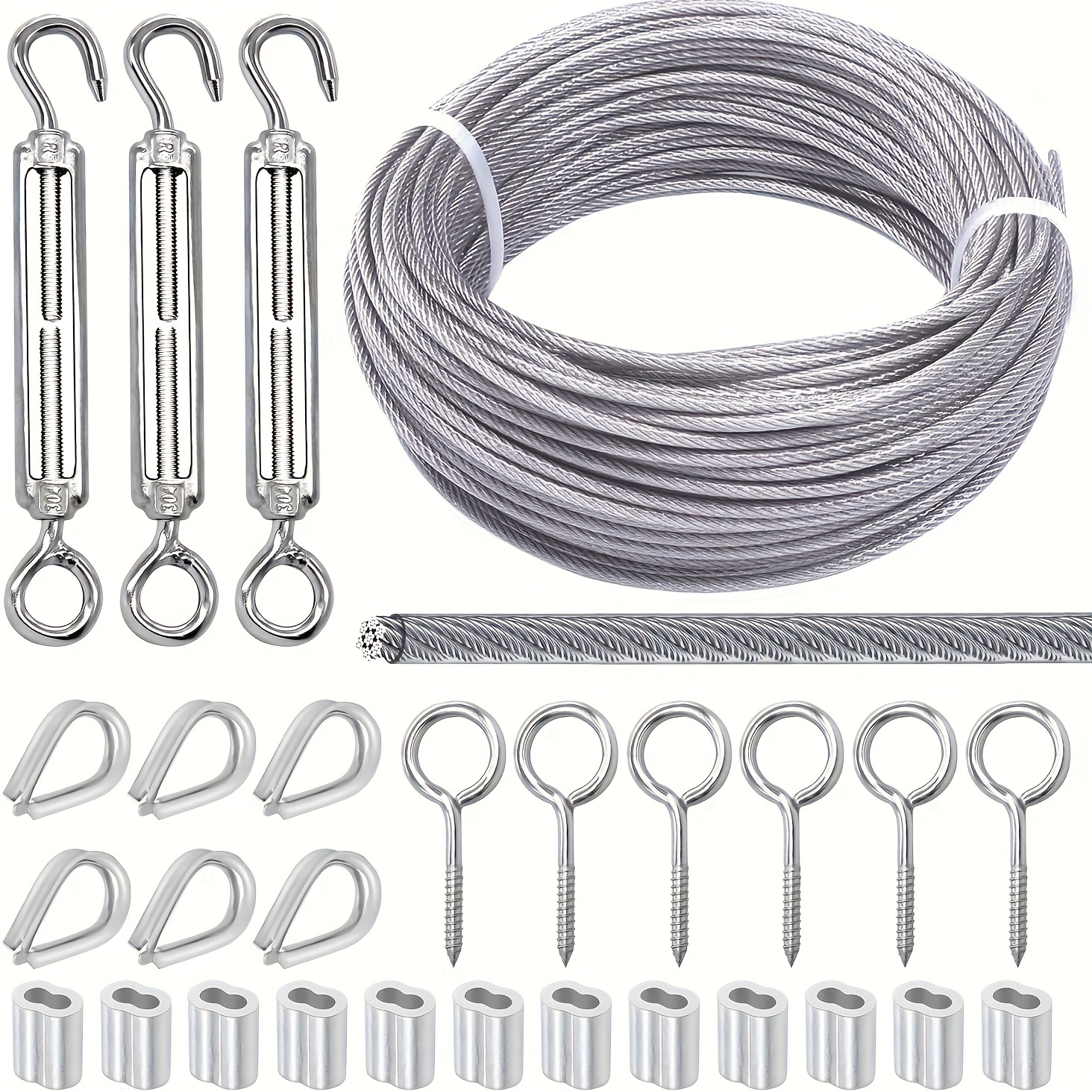 1 juego de ganchos de cuerda de alambre para dedal, kit de suspensión de  cuerda, kit de tensor de alambre de luz de globo, gancho para colgar  ganchos