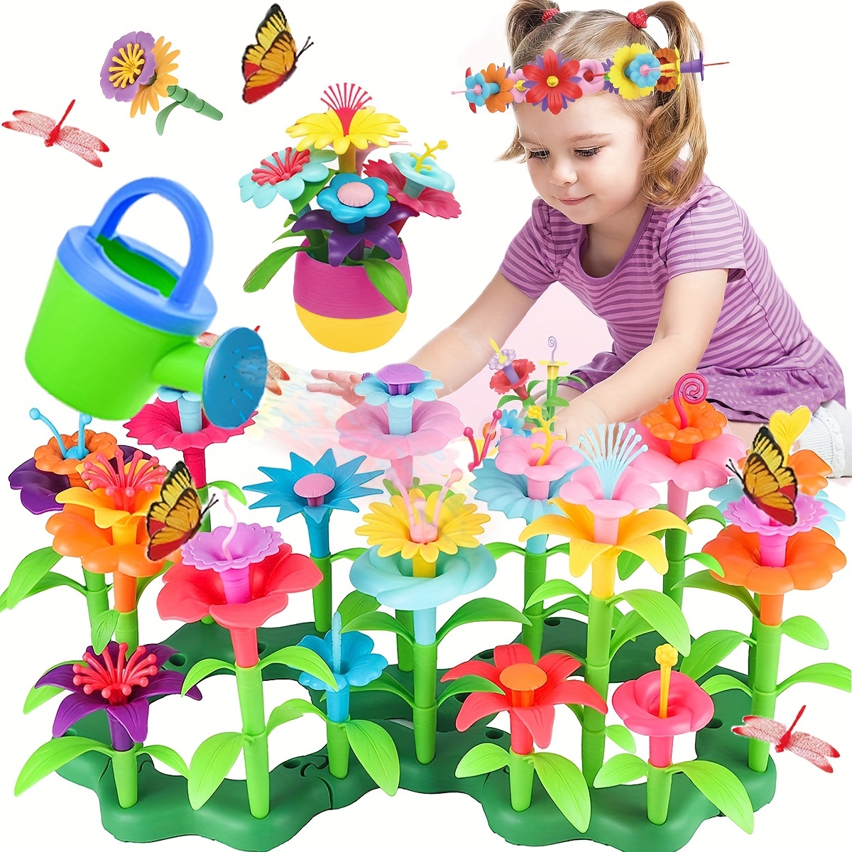 kids in flower garden clip art