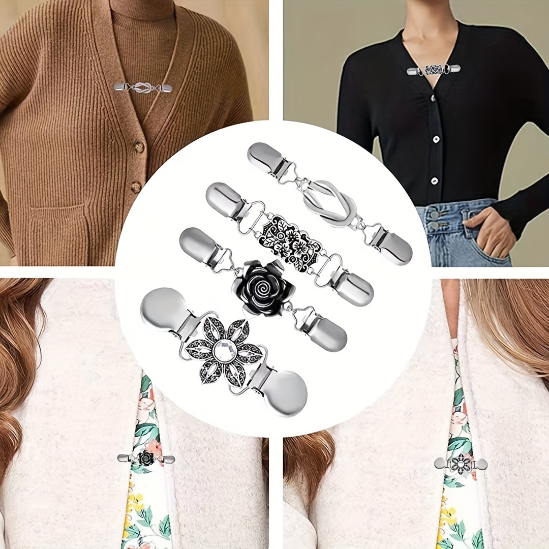Sweater Shawl Clips Dresses Cardigan Collar Brooch Clip Vintage