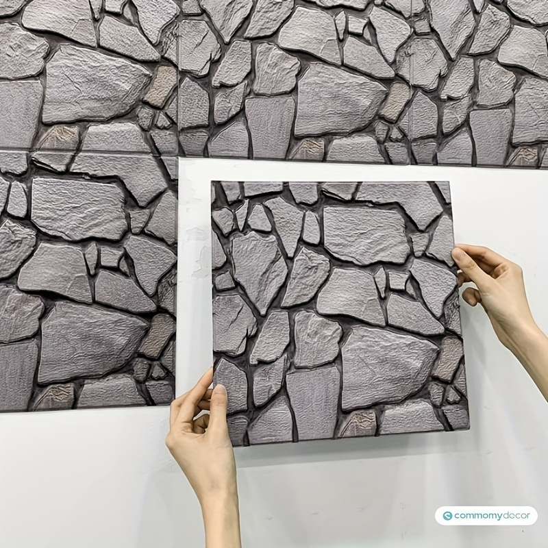 5/10Pcs 3D Marble Stone Tile Sticker Wall Paper Foam Panels Self-adhesive  USA