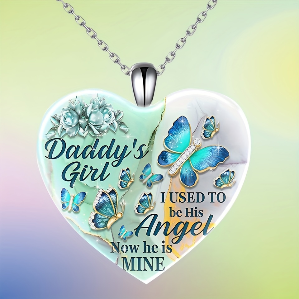 Butterfly Pattern Heart Pendant Necklace for Men