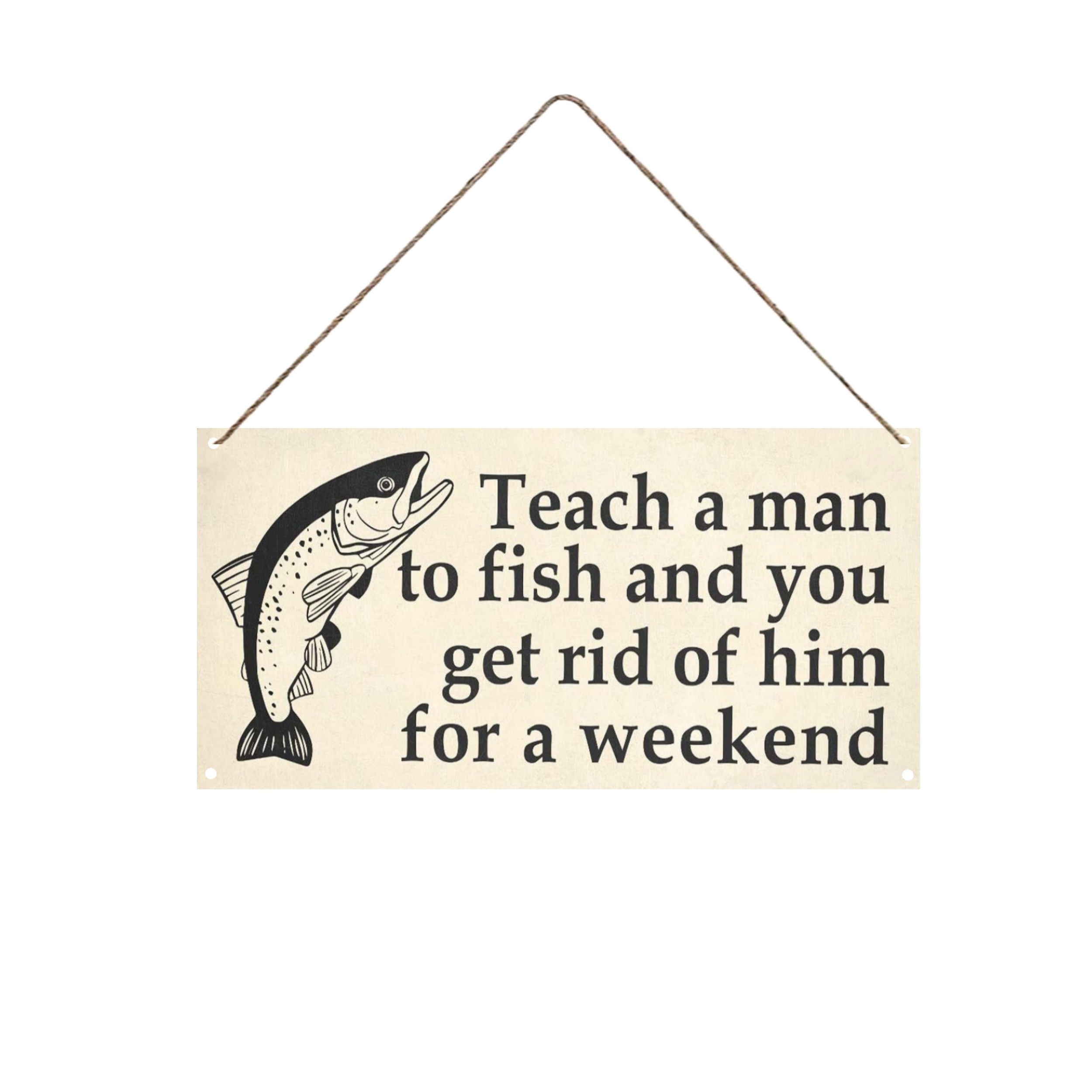 Teach A Man To Fish Funny Rustic Wood Sign Wall Art Poster - Temu