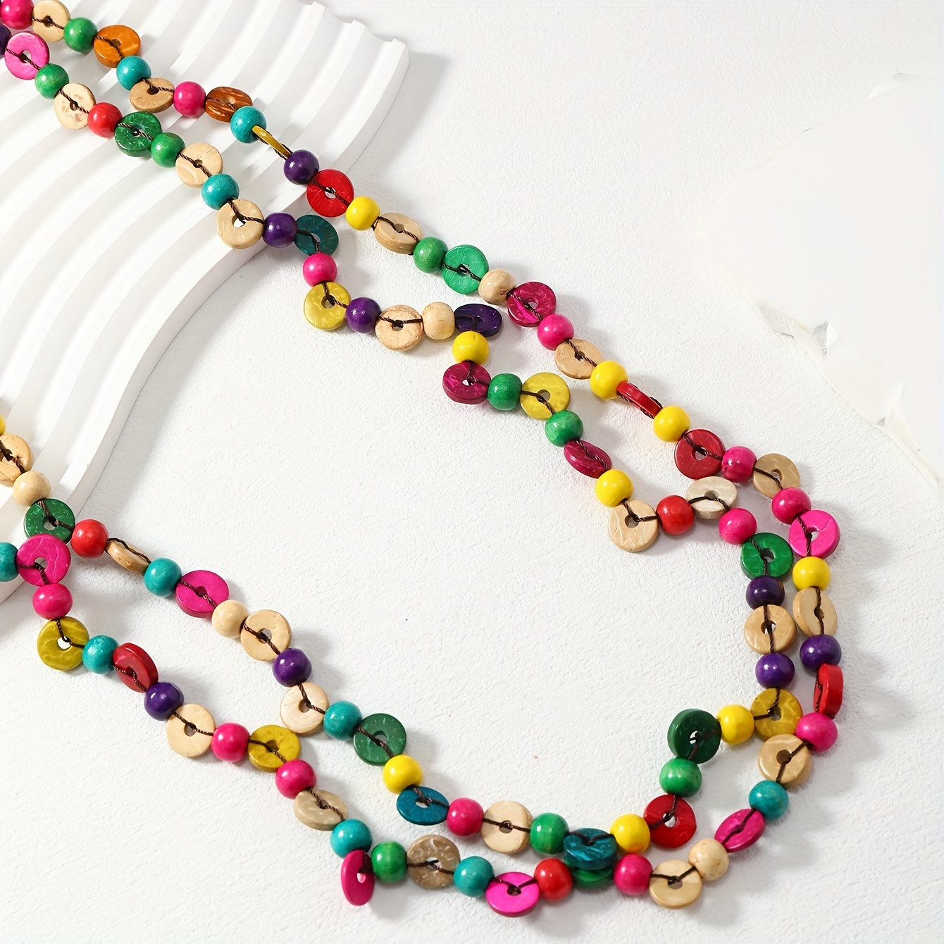 Tan and Cream Coconut Beads Necklaces 18 inches 