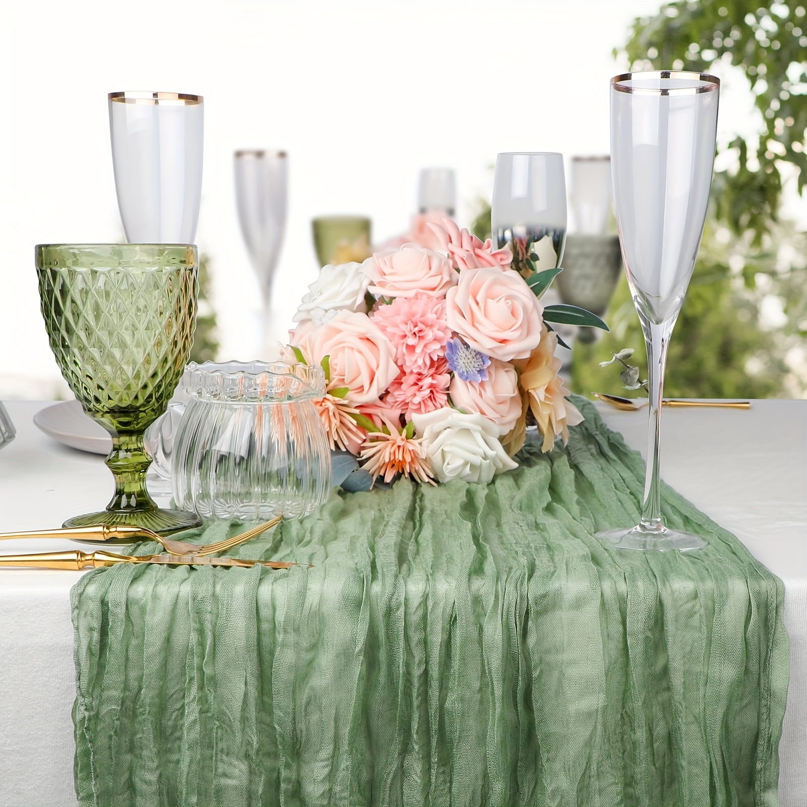 Rustic Terracotta Cheesecloth Table Runner 10FT for Weddings Bridal Showers