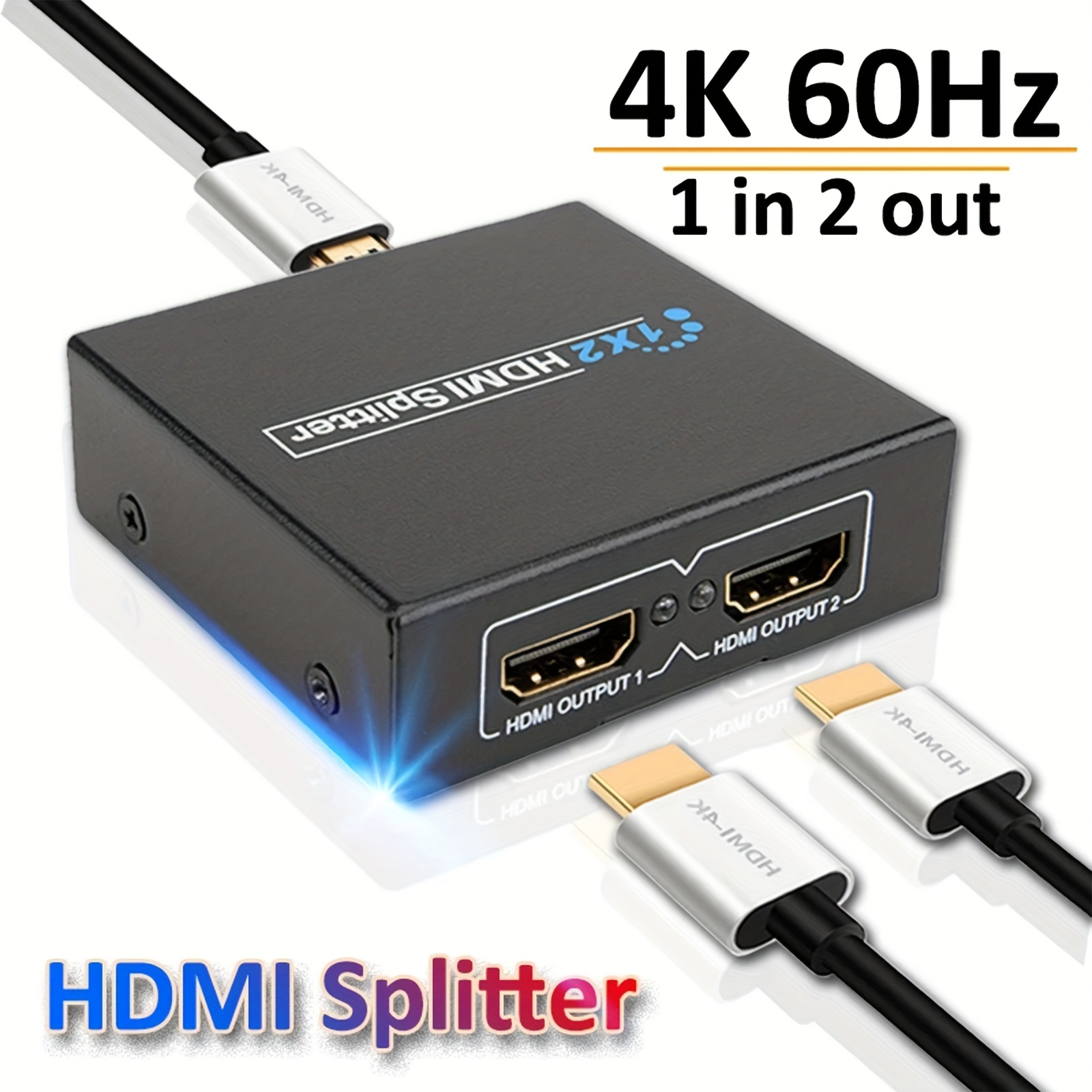 Répartiteur HDTV 4K 2K : 1 entrée 2 sorties HDCP Full HD 1080p, adaptateur  de commutation vidéo HDTV pour PS4, ordinateur portable, moniteur, boîtier  TV et projecteur - Temu Canada