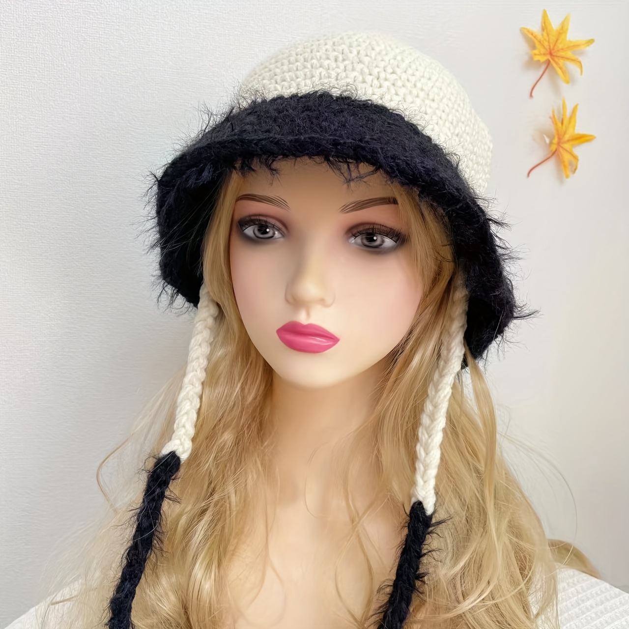 Gorro Lana Trenzado Largo Color Sólido Mujer Sombrero Punto - Temu