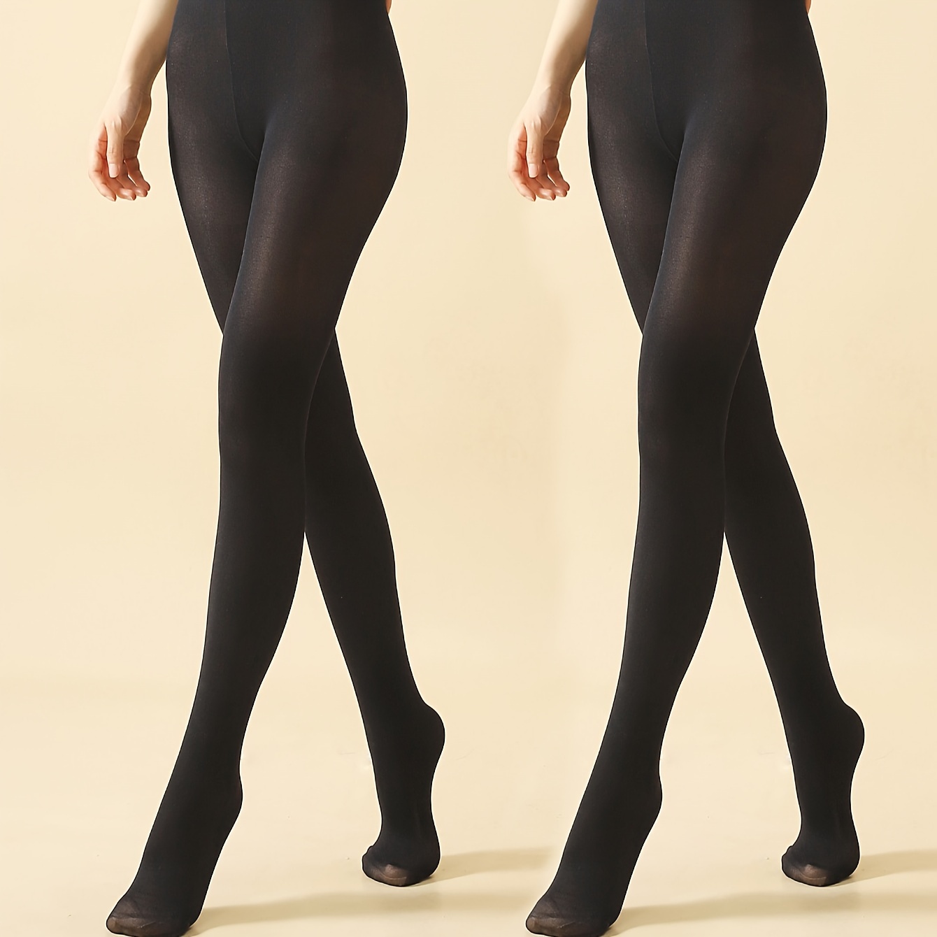 Plush Lined Tights Opaque High Waist Thermal - Temu