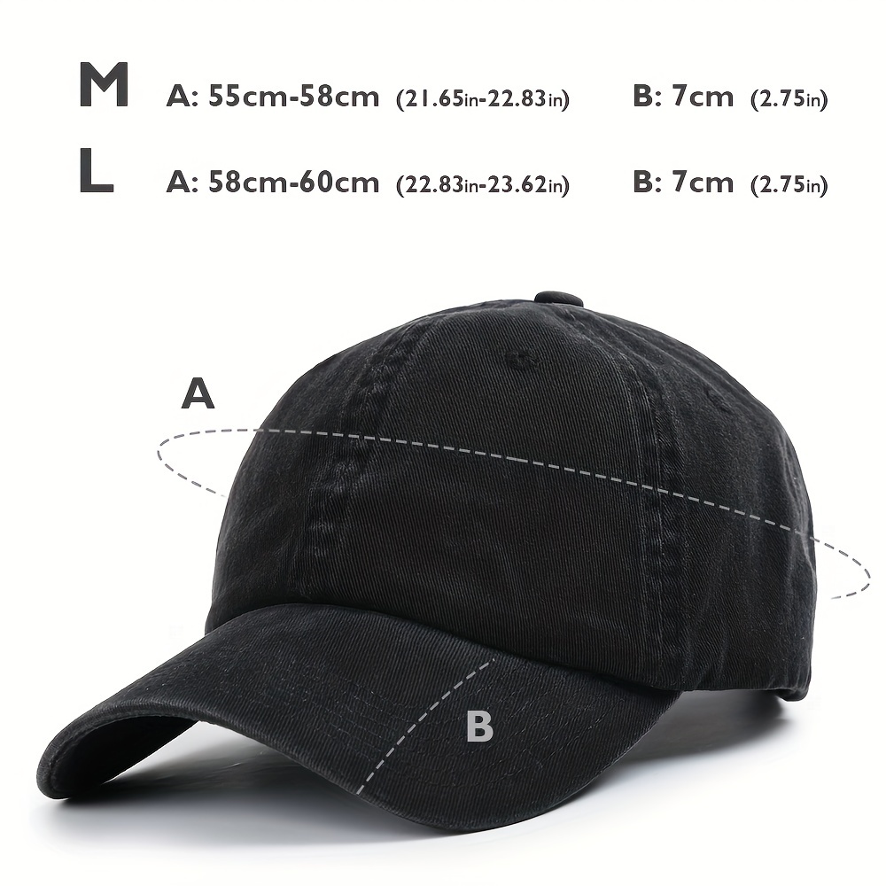 1PC Adjustable Hats for Men Washed and Worn Out Hole Baseball Cap Woman Hat  Shade Letter Solid Baseball Cap Men (Color : Black)