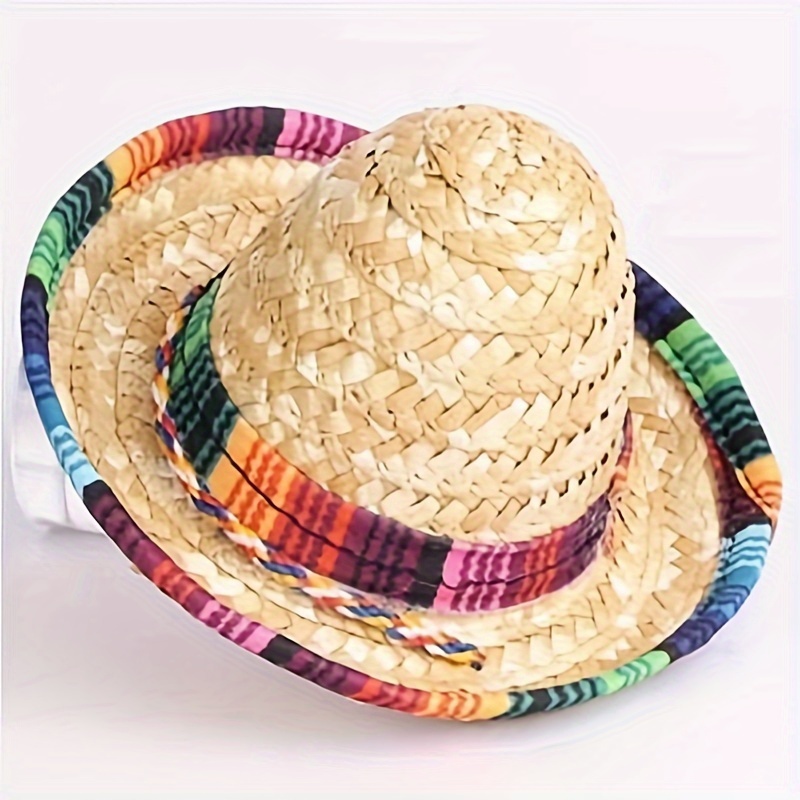 Adjustable Pet Sombrero Straw Hat For Summer Sun Protection - Temu