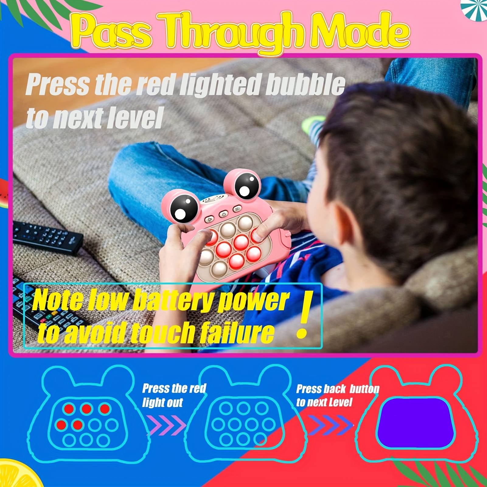 Rapid Push Puzzle Game Machine Electric Pop Fidget Light up - Temu