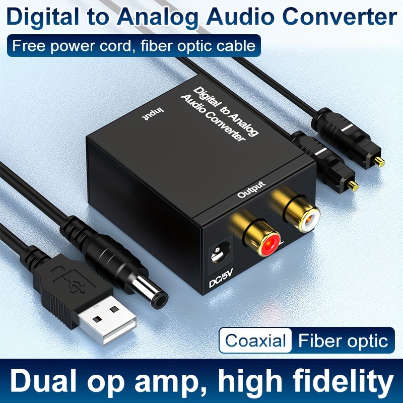 Optical Digital Stereo Audio SPDIF Toslink Coaxial Signal to Analog  Converter DAC Jack 2*RCA Amplifier Decoder Adapter 