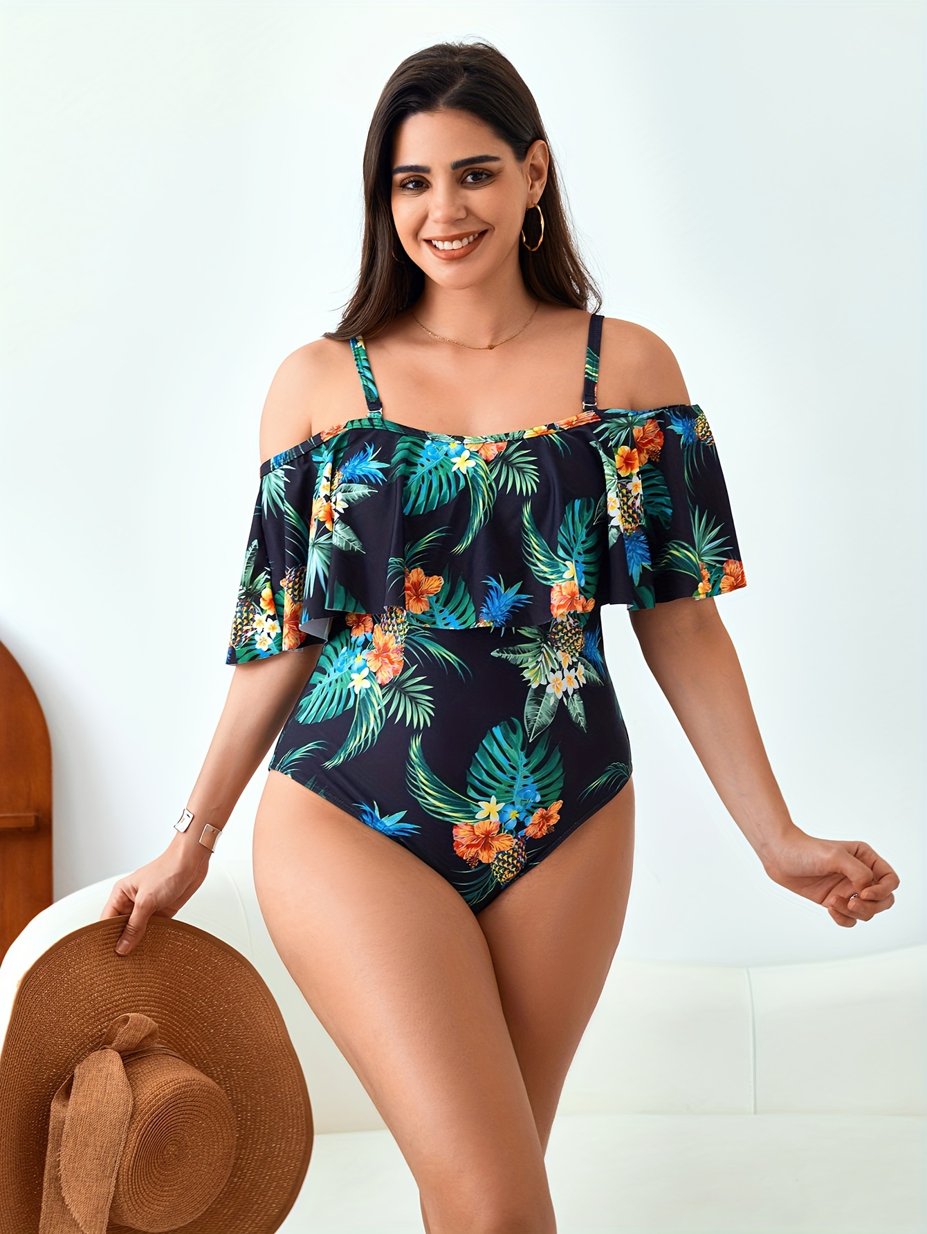 Cold shoulder best sale swimsuit plus size