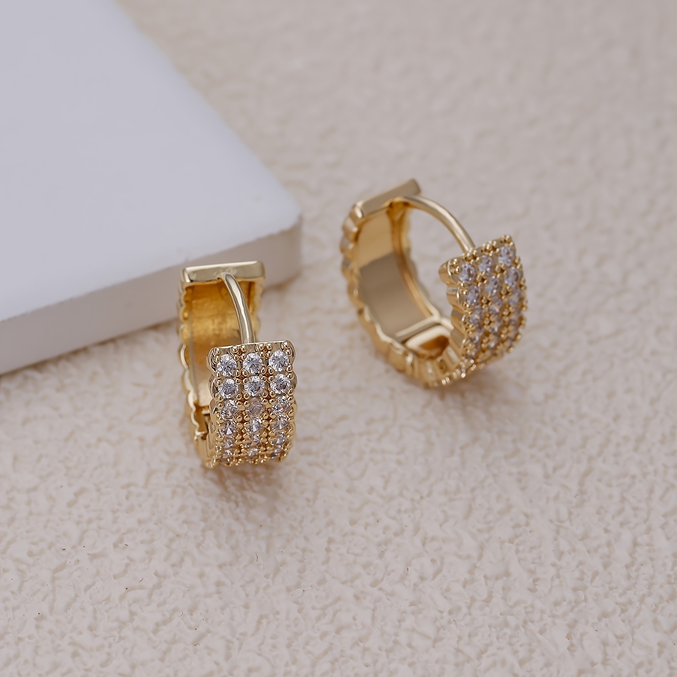 Zircon Men's Earrings - Three Rows Design