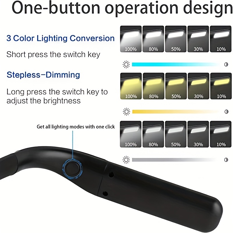 1pc Linterna Led Manos Libres Lámpara Cuello Luz Lectura Luz - Temu