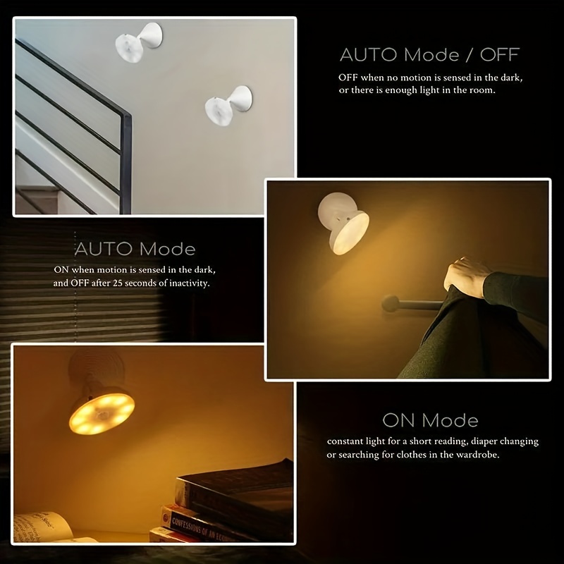 Luz LED De Inducción Luminosa Con Sensor Redondo, Luz De Pared Para  Gabinete, Recargable, 1 pieza