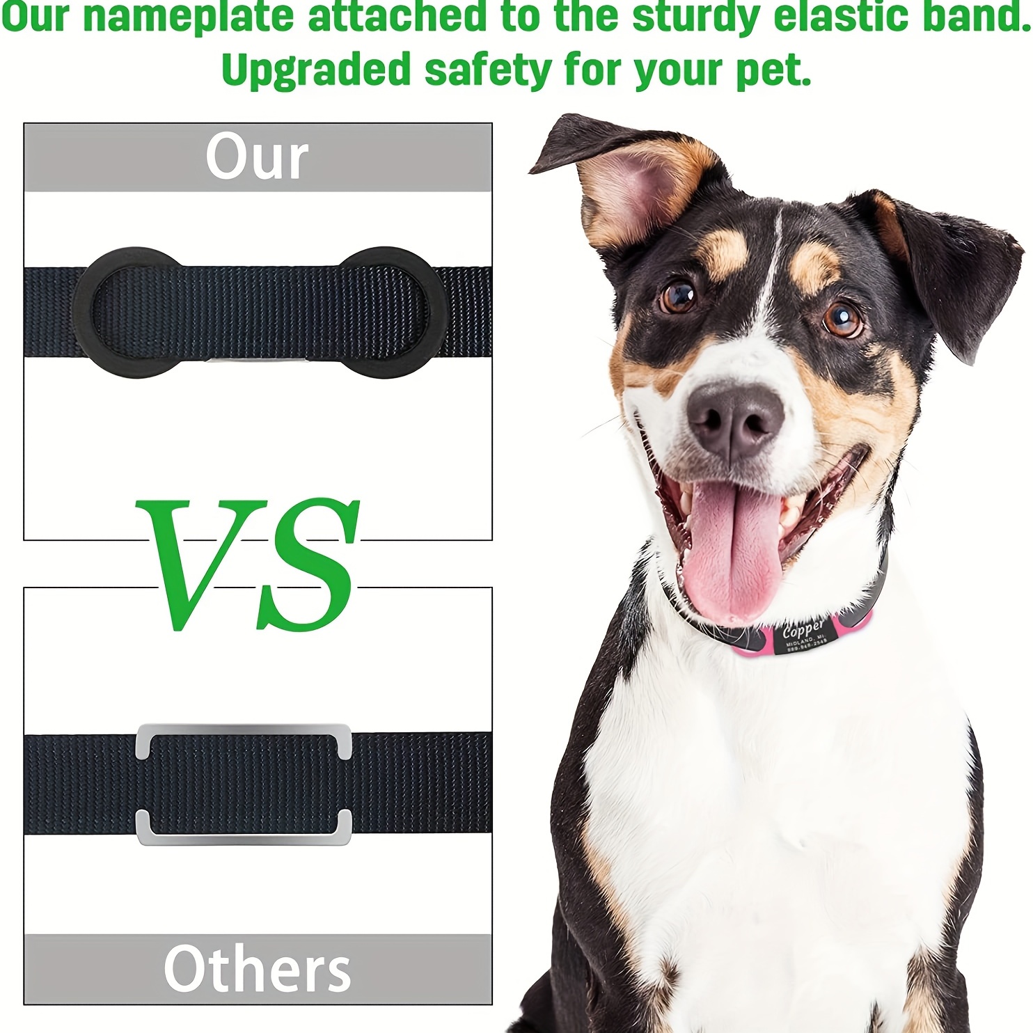 Slide-On Engraved Dog Name Tag No Noise
