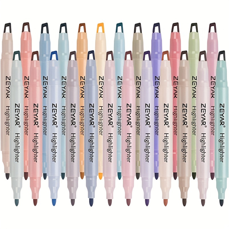 Zeyar Highlighters, Dual Tips Marker Pen, Chisel And Fine Tips