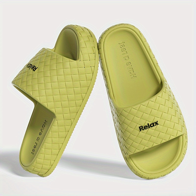 Simple Plaid Pattern Slides Casual Open Toe Platform Shoes - Temu Canada