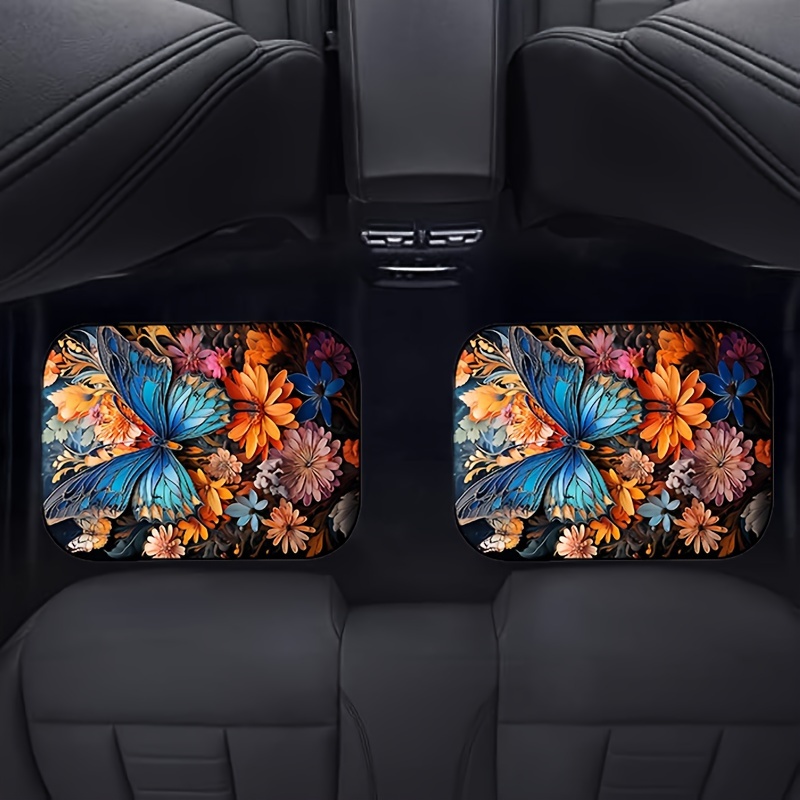 2/4pcs Mariposa Flor Alfombrillas Coche Ajuste Universal Suv - Temu