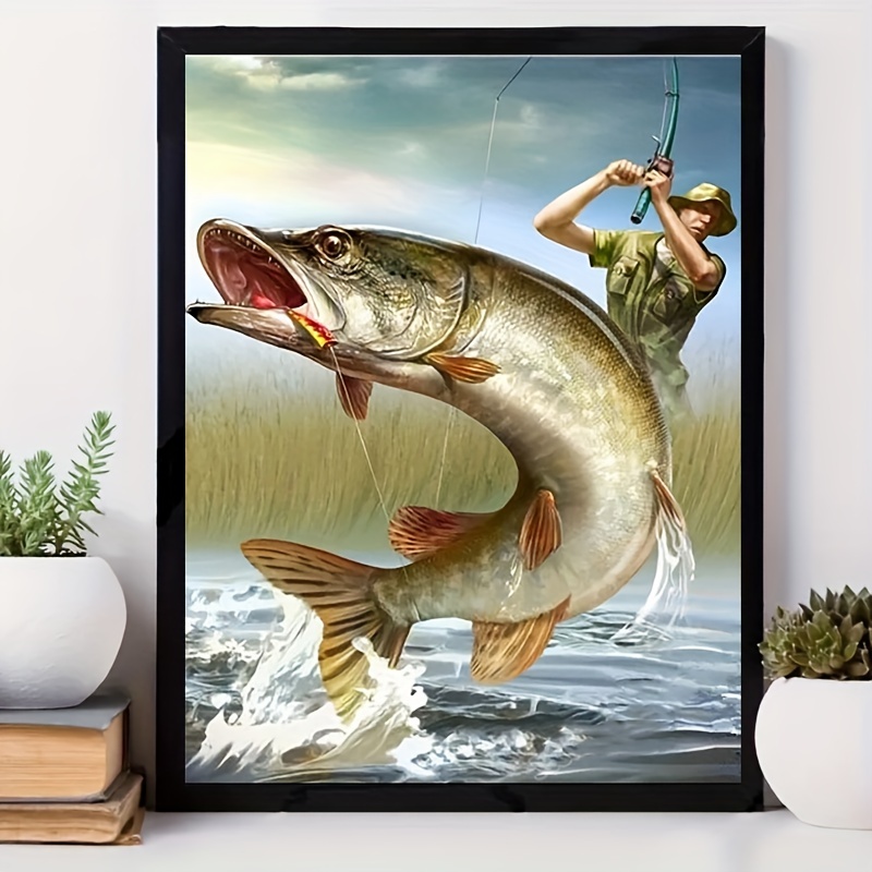 Fisherman Catching Bass Fish - 5D Diamond Paintings