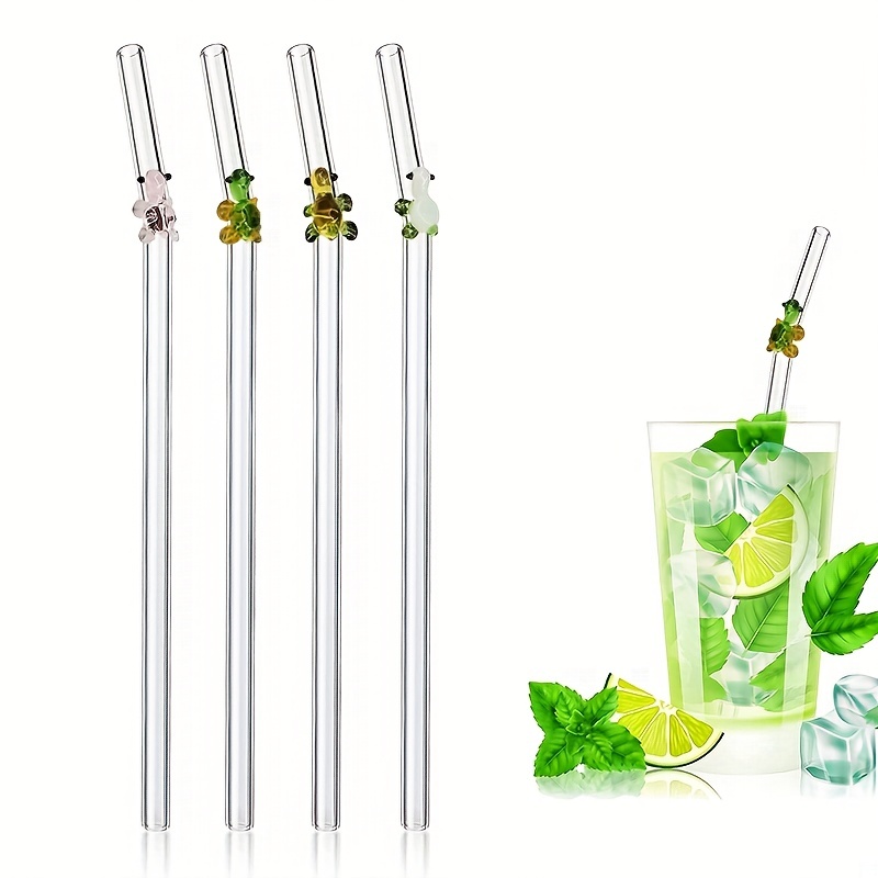 Reusable Clear Glass Straws Set For Smoothie Milkshakes - Temu