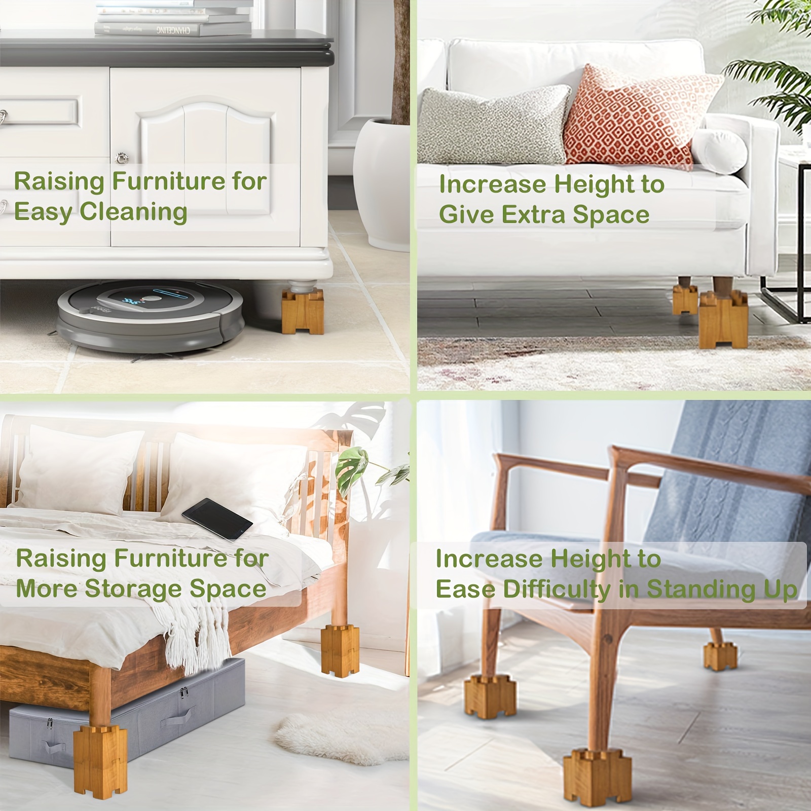 Bed Risers Heavy Duty Adjustable Furniture Risers Stackable - Temu