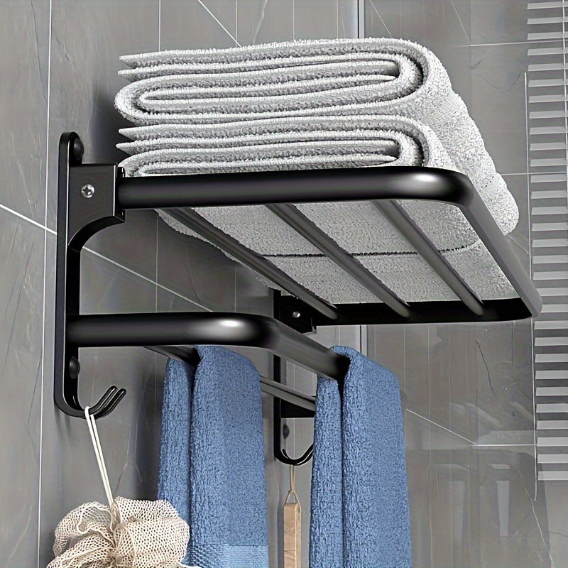 Estantes de baño rústico toallero, toallero de pared de baño, toallero  negro montado en la pared, toalleros de baño, accesorios de baño