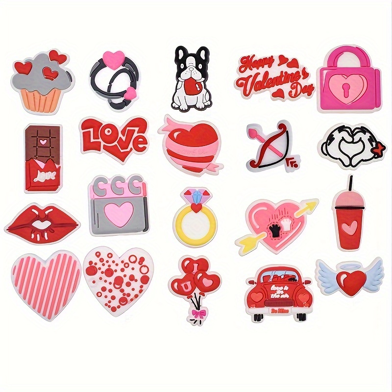 7/10/25pcs Valentine's Day Theme Shoe Decorations Charms for Clogs, Shoe Accessories,Temu