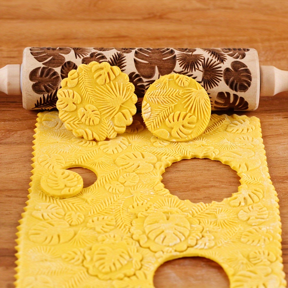 Wooden Embossing Rolling Pin With Butterfly And - Temu