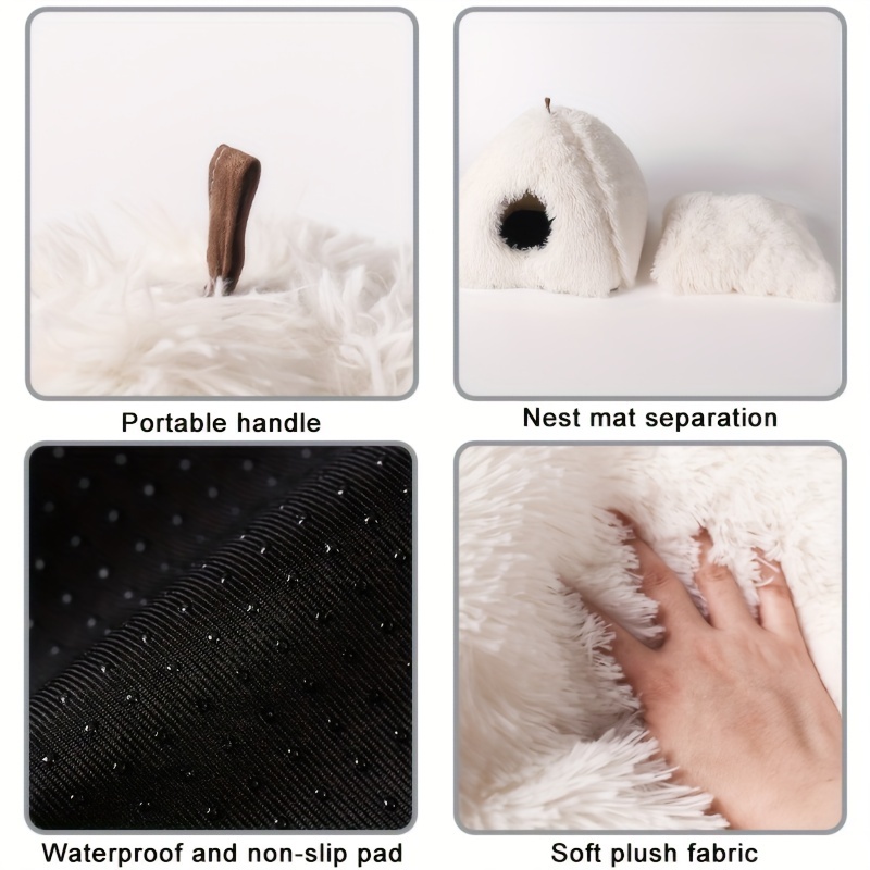 Heated Cat Bed Cave for Indoor Cats - Self Warming Fluffy Donut Pet Bed
