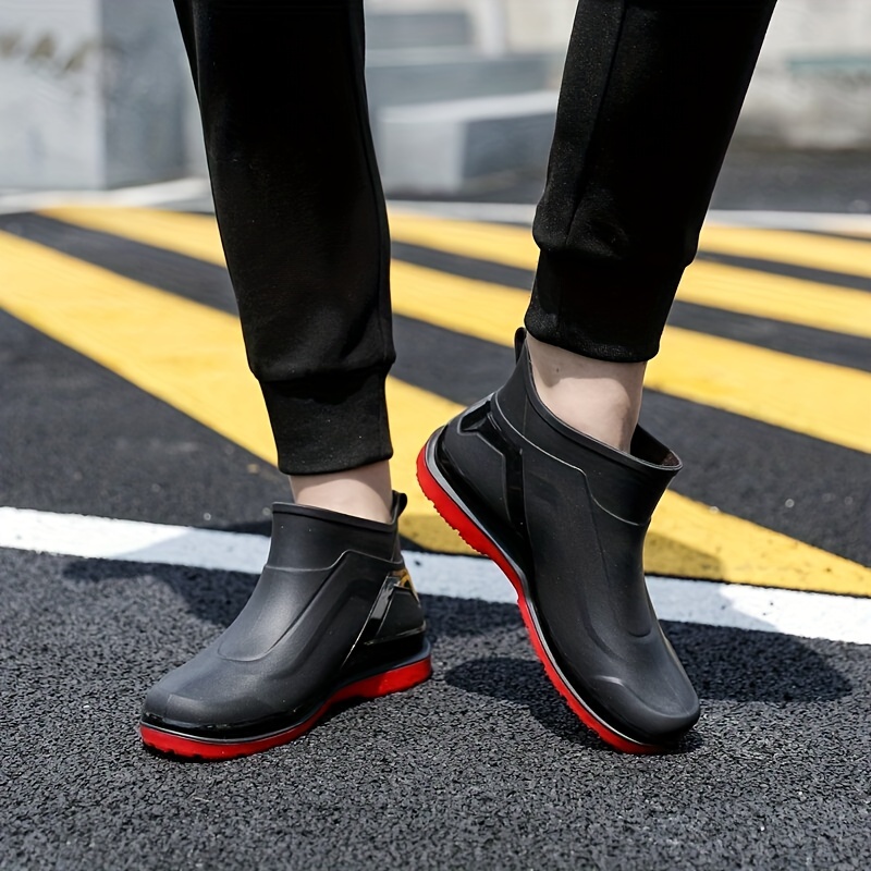Mens Ankle Rain Boots Non Slip Wear Resistant Rain Shoes For
