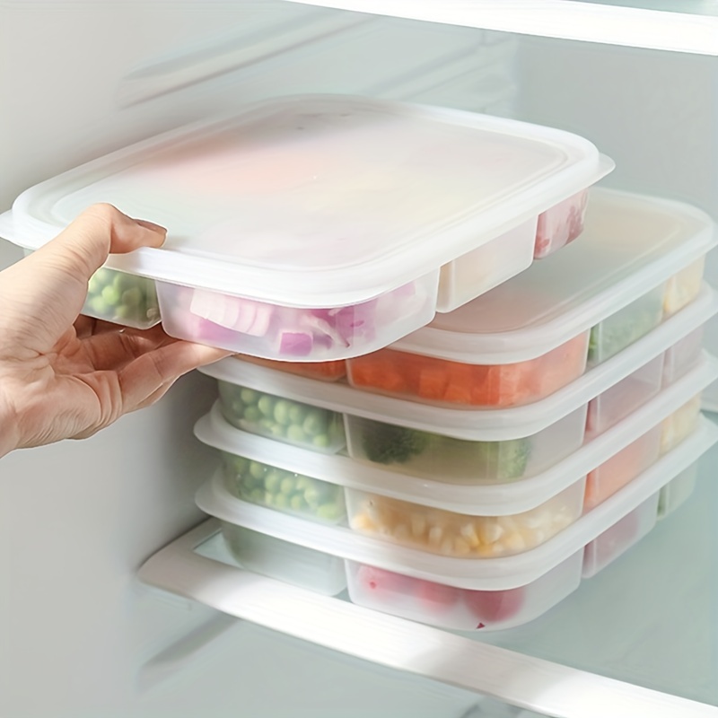 1pc Pp Plastic Container With Lid, 6-compartment For Fruits