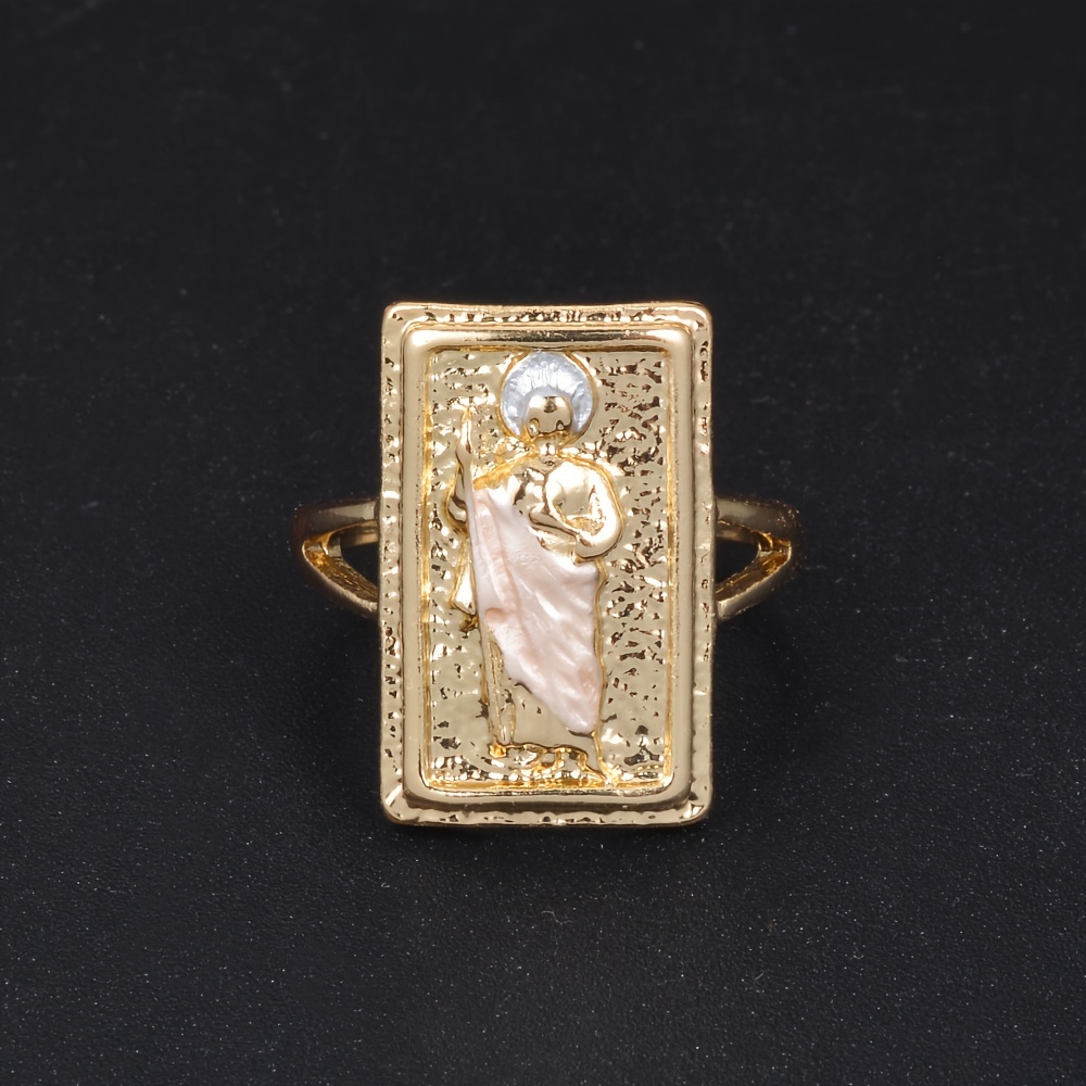 Bague Religieuse Vierge De Guadalupe En Or Jaune Taille 9 - Style Vintage, Occasion