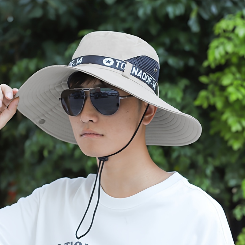 Mens Summer Uv Protection Hat Pure Color Bucket Hat Outdoor Work