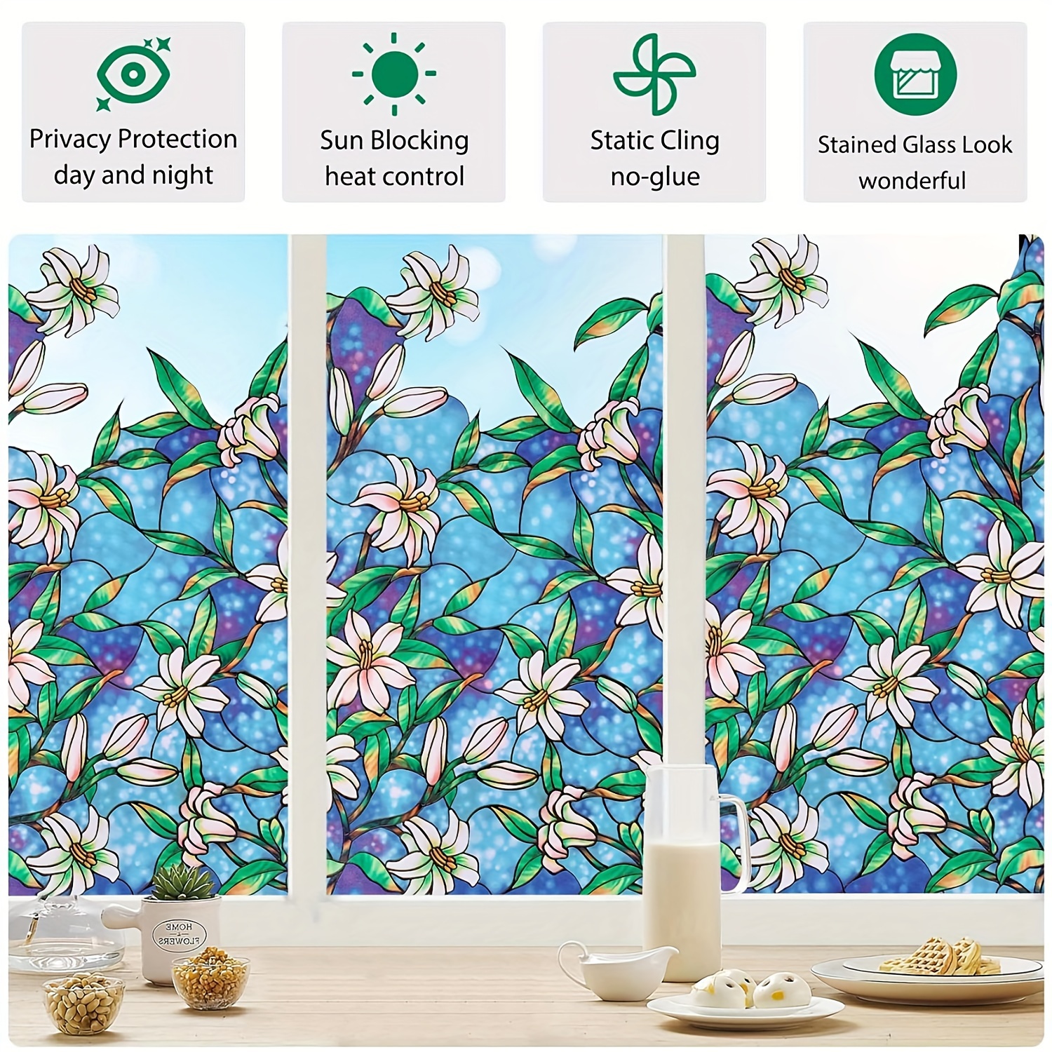 1pc Window Privacy Film Decorative Film Colorful Glass, 02 07 2024 