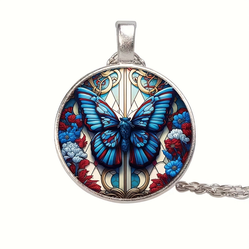 Trendy Cute Crystal Butterfly Pendant Necklace Women For Silver