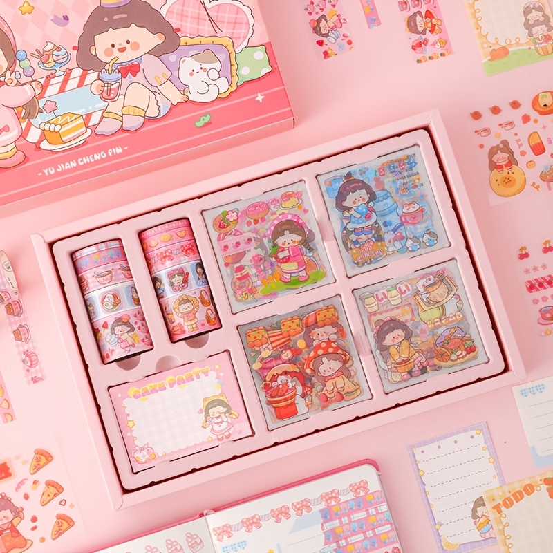 9pcs/box Kawaii Sticker Washi Tape Set DIY Scrapbooking Diary