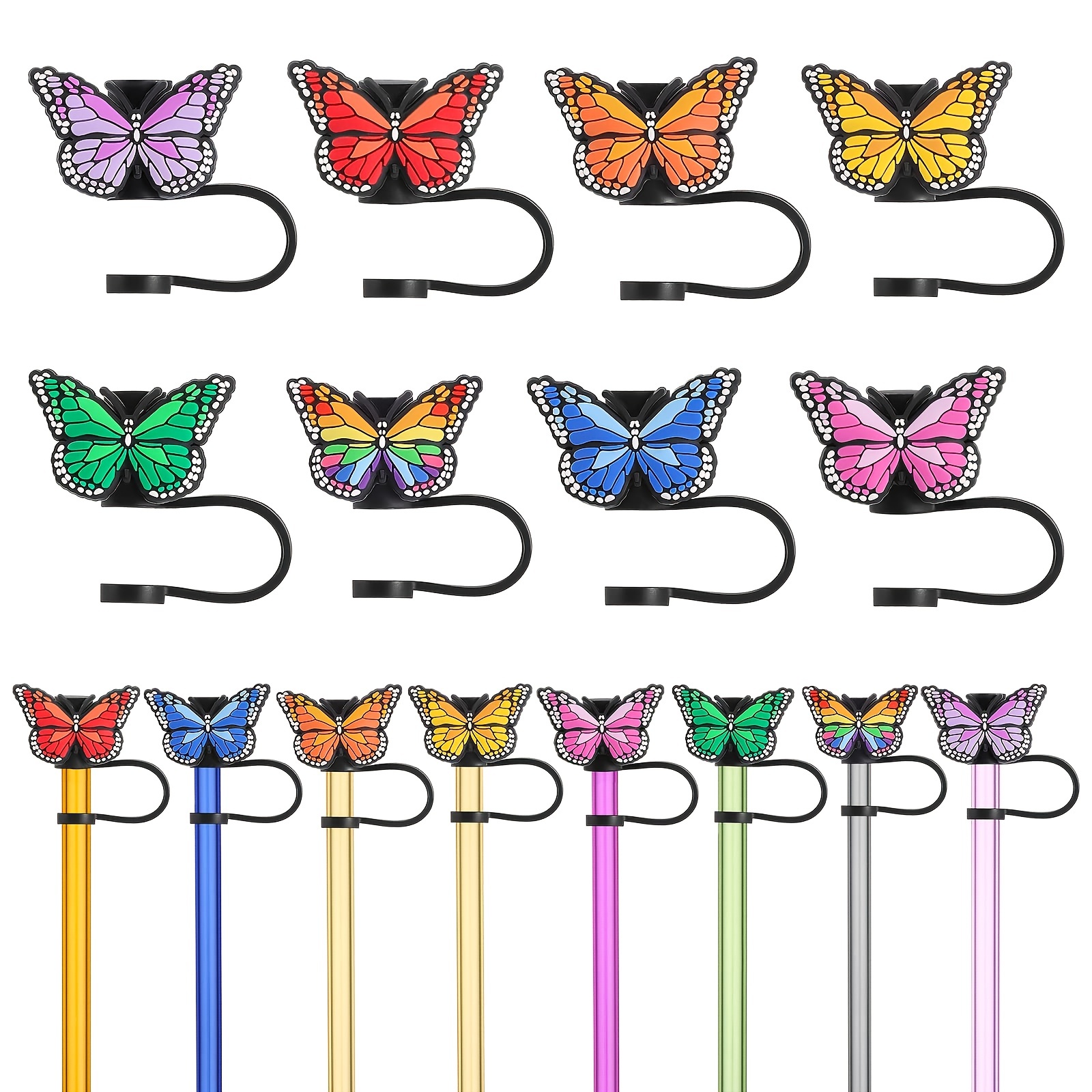 Straw Tips Cover Reusable Straw Toppers Butterfly Silicone - Temu