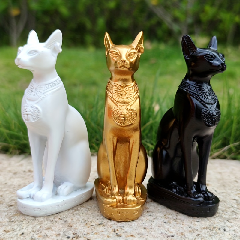 Three Egyptian Goddess Bastet Cat charms - Cat Lovers - antique