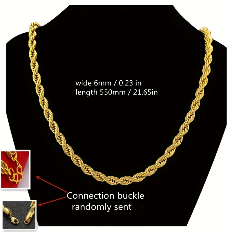 1pc Fashionable Simple 18K Gold-plated Twisted Rope Necklace For Men