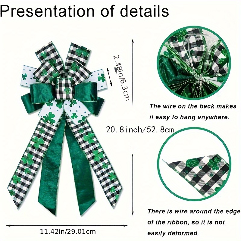 1pc Fiocchi San Patrizio Ghirlande Fiocco A Quadri Bianco E - Temu Italy