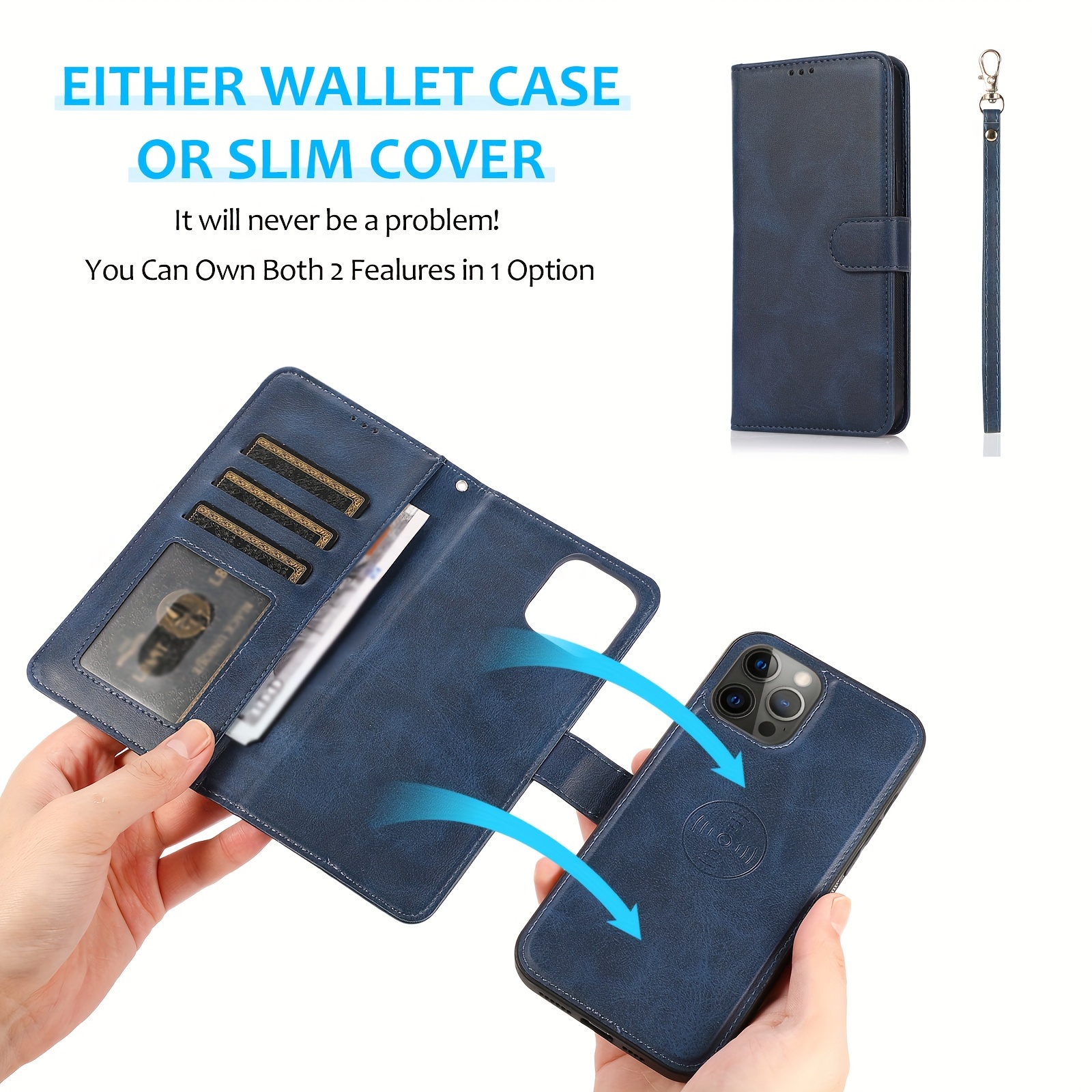 Detachable iPhone 13 Leather Wallet Case