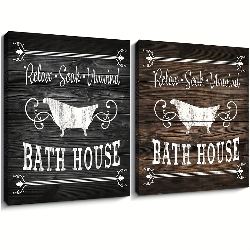 1pc Bathroom Rules Canvas Painting Logo Vintage Canvas Print Bathroom ...